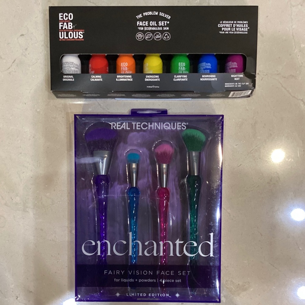 Real Techniques Enchanted Makeup Brushes +  Eco Fabulous Face Oil Set $70 retail